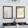 Set of 2 Modern Farmhouse Mirror Set Distressed Brown Wood Frame 31 x 24 inch