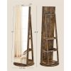 Rustic Brown Wood Jewelry Cabinet Armoire Organizer Freestanding Rotating Mirror