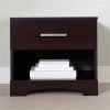 Modern 1 Drawer Nightstand End Side Table Storage in Dark Brown
