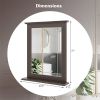 27-in x 22.5-in Bathroom Wall Mirror with Shelf in Dark Brown Wood Finish