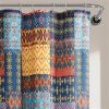72-inch Navy Blue Orange Yellow Teal Boho Patchwork Polyester Shower Curtain