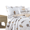 King size Yellow Brown Grey Floral Birds On Wire Lightweight 7 Piece Quilt Set