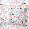 Twin size Pink Grey White Teal Floral Fox Birds Soft Polyester 4 Piece Sheet Set