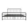 King Size Vintage Black Metal Platform Bed Frame with Headboard and Footboard