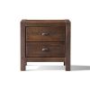 Farmhouse Style Solid Pine Wood 2-Drawer Nightstand Bedside Table in Walnut