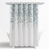 72-inch White Blue Grey Floral Flowers Shower Curtain