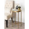 Gold Metal Round Nightstand End Table with Removable White Tray Top
