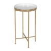 Gold Metal Round Nightstand End Table with Removable White Tray Top
