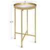 Gold Metal Round Nightstand End Table with Removable White Tray Top