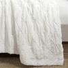 Full/Queen Soft Pleated Cotton 3 Piece Comforter Set White