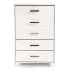 Modern Farmhouse Solid Wood 5 Drawer Bedroom Chest in White Wooden Finish