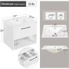 Modern Wall Mounted Bathroom Vanity in White Wood Finish with Ceramic Sink