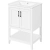 Modern White Wood Bathroom Vanity with White Ceramic Sink