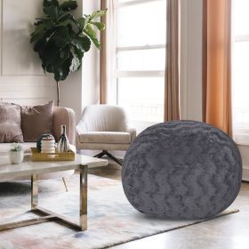 Faux Fur Bean Bag Chair, Grey-4ft Cozy and Stretchable Fabric Lounger for Children and Adults with Easy-Clean Cover