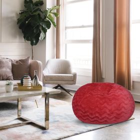 Faux Fur Bean Bag Chair, Red-3ft Cozy and Stretchable Fabric Lounger for Children and Adults with Easy-Clean Cover