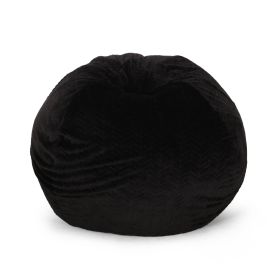 Negar 5 Foot Rounded Short Faux Fur Bean Bag, Black