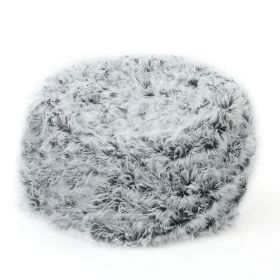 Mahin 5 Foot Rounded Faux Fur Bean Bag, Silver Gray