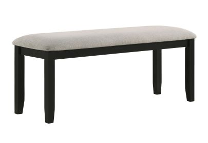 1pc Black Gray Bench Dining Room Fabric Upholstery Kitchen Dining Wooden Furniture