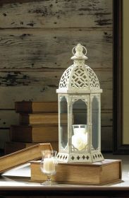 Graceful Distressed White Lantern (size: small)