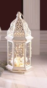 Rustic White Lantern with Distressed Finish (size: large)