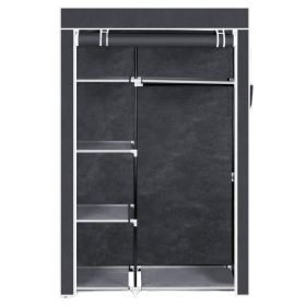 5 Layers Of 12 Lattice With Cloth Cover, 1 Clothes Rail, Non-woven Wardrobe 104.5x45.5x158cm (Color: Grey)