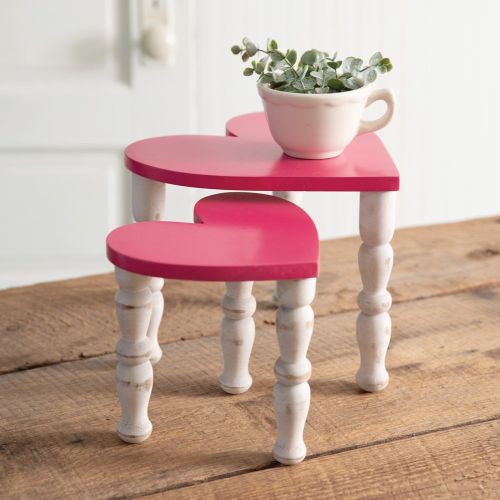Set of Two Tabletop Heart Stools