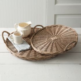 Set of Two Large Wicker Trays (Shape: Round)