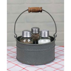 Round Bucket Salt Pepper and Toothpick Caddy (Option: Barn Roof)