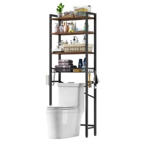 Over the Toilet Storage Freestanding Industrial Metal Shelving Unit (Color: brown)