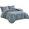 Blue Stone Washed Ruffled Edge Microfiber 3-Piece Comforter Set