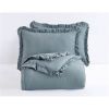 Blue Stone Washed Ruffled Edge Microfiber 3-Piece Comforter Set