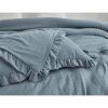 Blue Stone Washed Ruffled Edge Microfiber 3-Piece Comforter Set