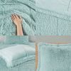 Soft Sherpa Faux Fur Comforter Set in Light Teal Blue