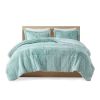 Soft Sherpa Faux Fur Comforter Set in Light Teal Blue