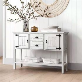 Farmhouse Solid Wood Sofa Table with Storage Drawers (Color: White)