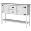 Farmhouse Solid Wood Sofa Table with Storage Drawers