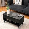 Mid-Century Lift-Top Coffee Table Sofa Laptop Desk in Wood Finish