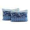 Navy White Light Blue Boho Floral Birds Reversible Quilt Set