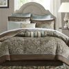 12-piece Reversible Cotton Comforter Set in Brown and Blue