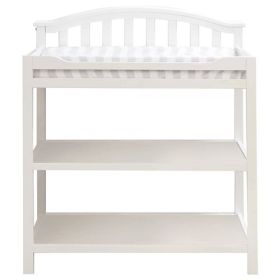 SF Home Baby Toddler Changing Table in Wood Finish with Changing Pad (Color: White)