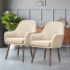 Set of 2 Retro Linen Upholstered Accent Chair with Stylish Wood Legs