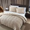 Plush Sherpa Reversible Micro Suede Comforter Set in Beige