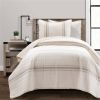 Beige Off-White Cream Stripe Reversible Cotton Quilt Set