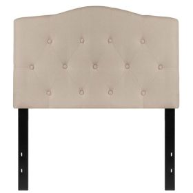 Twin size Fabric Upholstered Button Tufted Headboard (Color: BEIGE)
