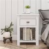 Farmhouse 1-Drawer Bedroom Nightstand with Open Shelf