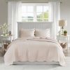 3 Piece Reversible Scalloped Edges Microfiber Quilt Set in Blush