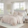 3 Piece Reversible Scalloped Edges Microfiber Quilt Set in Blush