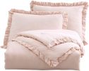 Pink Stone Washed Ruffled Edge Microfiber Comforter Set