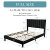 Modern Black Velvet Upholstered Platform Bed with Headboard
