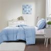 Blue 3 Piece Microfiber Reversible Comforter Set